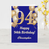 94. Geburtstag Navy Blue und Gold Balloons Confett Karte (Gelbe Blume)