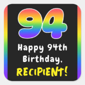 94. Geburtstag: Rainbow Spectrum # 94, Individuell Quadratischer Aufkleber (Vorderseite)