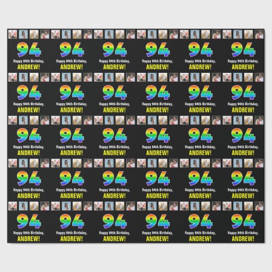 94. Geburtstag: Regenbogen "94"; benutzerdefiniert Geschenkpapier (Saum)