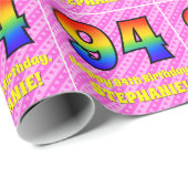 94. Geburtstag: Rosa Streifen & Herz, Regenbogen N Geschenkpapier (Rolleneckpunkt)