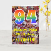 94. Geburtstag; Rustikale Herbstblätter; Regenboge Karte (Gelbe Blume)