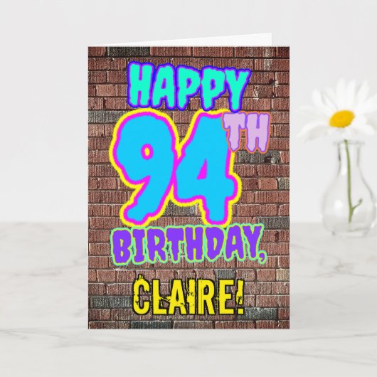 94. Geburtstag - Spaß, Urban Graffiti Inspiriert L Karte (Kleine Pflanze)