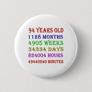 94. Geburtstags-Meilensteine Button