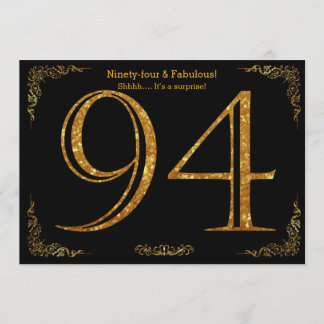 94. Geburtstags-Party, Gatsby styl, schwarzer Einladung