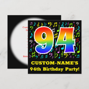 94. Geburtstagsfeier: Fun Music Symbols, Regenboge Einladung