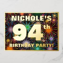 94. Geburtstagsparty — Spaß, farbenfrohe Feuerwerk Folieneinladung