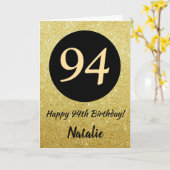 94. Happy Birthday Black and Gold Glitzer Card Karte (Gelbe Blume)