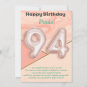 94-jährige Mädchen Happy Birthday Card (Rückseite)