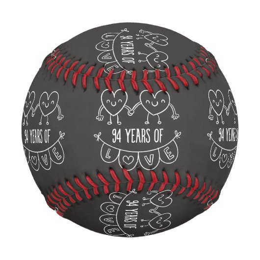 94. Jubiläum Geschenk Chalk Herzen Baseball (Vorderseite)