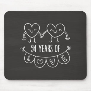 94. Jubiläum Geschenk Chalk Herzen Mousepad