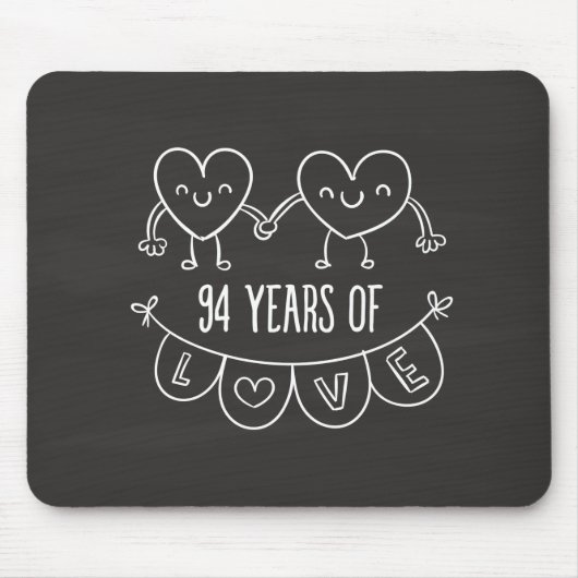 94. Jubiläum Geschenk Chalk Herzen Mousepad (Vorne)