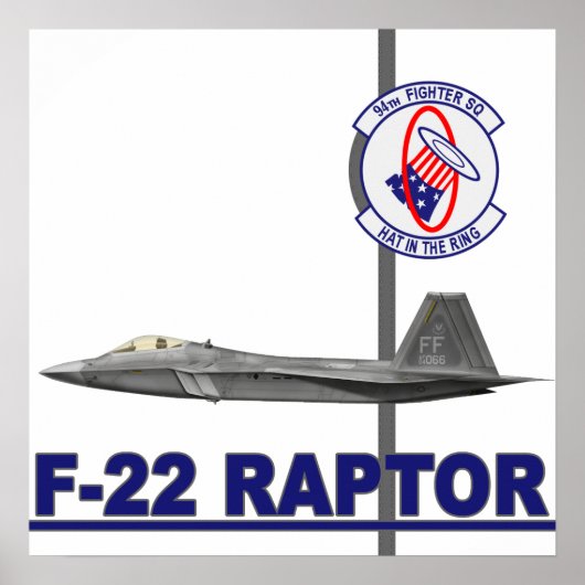 94. Kämpfer Squadron F-22 Raptor Print Poster (Vorne)
