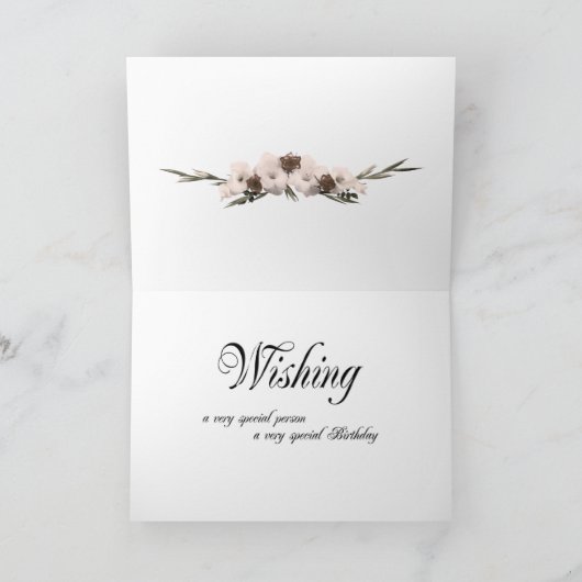 94th Birthday card with an antique rose Karte (Innenseite)