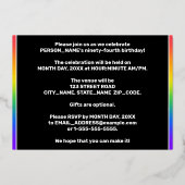 94th Birthday Party — Fun, Colorful Music Symboc Folieneinladung (Rückseite)