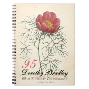 95. Birthday Party Peony Custom Guest Book Notizblock