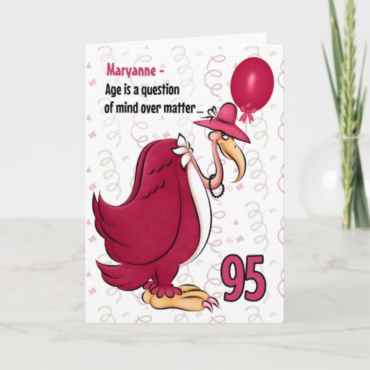 95. Funny Birthday Pink Buzzard mit Name Karte (Vorderseite)