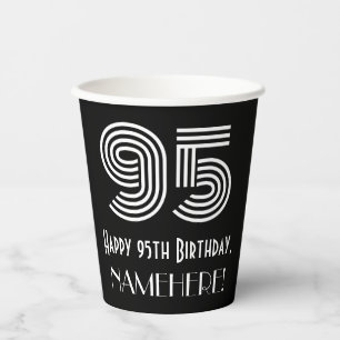 95. Geburtstag — Art Deco Inspiriert Look "95" + N Pappbecher