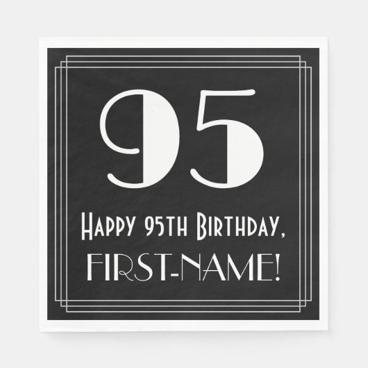 95. Geburtstag ~ Art Deco Inspiriert Look "95", Na Serviette (Vorderseite)