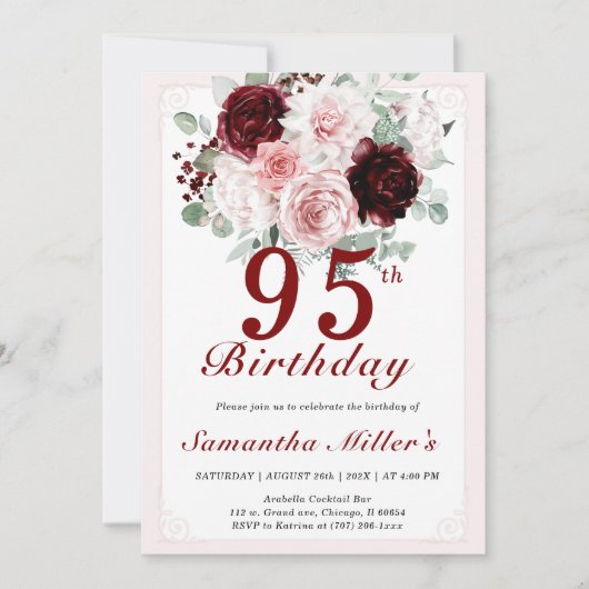 95. Geburtstag Bearbeitbare Vorlagen (Vorderseite)