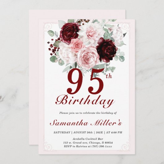 95. Geburtstag Bearbeitbare Vorlagen (Vorne/Hinten)