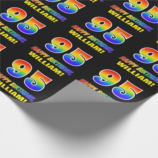 95. Geburtstag: Bold, Fun, Simple, Rainbow 95 Geschenkpapier (Ecke)