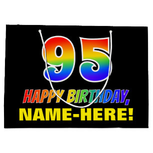 95. Geburtstag: Bold, Fun, Simple, Rainbow 95 Große Geschenktüte