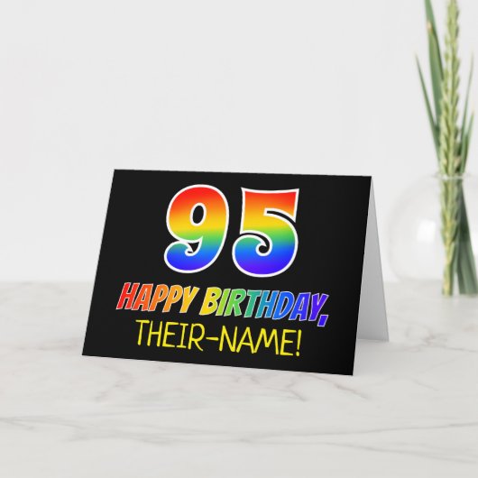 95. Geburtstag: Bold, Fun, Simple, Rainbow 95 Karte (Vorderseite)