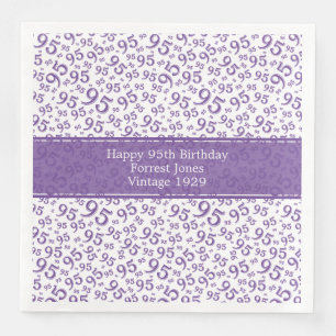 95. Geburtstag Cooles Zahlenmuster Lila/weiß Serviette