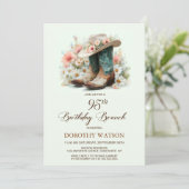 95. Geburtstag Cowgirl Boots Birthday Brunch Einladung (Stehend Vorderseite)