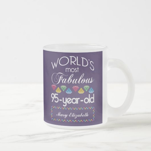 95. Geburtstag Fantastischste Lila Edelsteine Mattglastasse (Rechts)