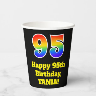 95. Geburtstag: Farbenfroh, Spaß, Spannung, Regenb Pappbecher