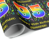 95. Geburtstag: Farbige Musiksymbole, Regenbogen 9 Geschenkpapier (Rolleneckpunkt)