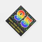 95. Geburtstag - Farbige Musiksymbole, Regenbogen Serviette (Ecke)