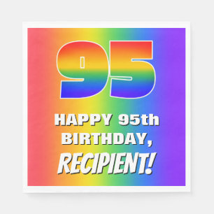 95. Geburtstag: Farbiges, lustiges Regenbogenmuste Serviette