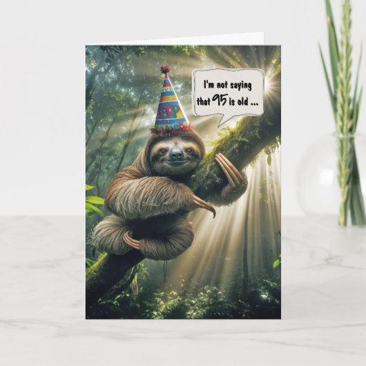 95. Geburtstag Faultier Humor Karte (Vorderseite)