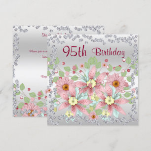 95. Geburtstag: Floral Display & Diamonds Einladung