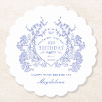 95. Geburtstag Französisch Blue Floral Wappen Cust