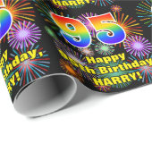 95. Geburtstag: Fun Fireworks, Rainbow Look # "95" Geschenkpapier (Rolleneckpunkt)