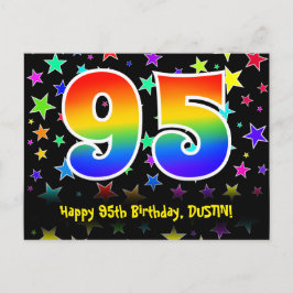 95. Geburtstag: Fun Stars Muster, Regenbogen 95, N Postkarte