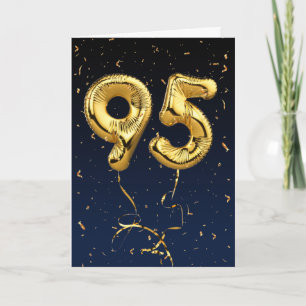 95. Geburtstag Gold Mylar Ballon und Confetti Card Karte