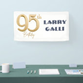 95. Geburtstag Gold Navy Blue Individuelle Name Banner (Messe)
