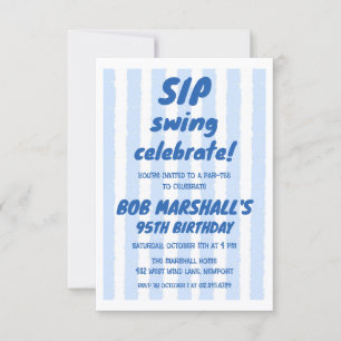 95. Geburtstag Golf Bold Blaue Typografie Streifen Einladung