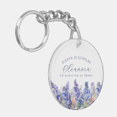 95. Geburtstag Juli Geburtstag Blume Geschenk Cust Schlüsselanhänger (Vorderseite links)