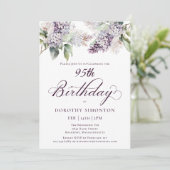 95. Geburtstag Lila Spring Lilac Blume Einladung (Stehend Vorderseite)