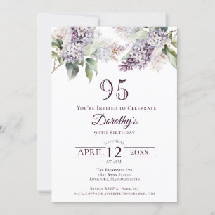 95. Geburtstag Lila Spring Lilac Blume Einladung
