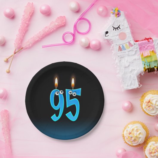 95. Geburtstag mit hellen Kerzenzahlen Pappteller (Party)