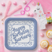 95. Geburtstag Party Nummer Muster Blau Weiß Pappteller (Party)