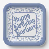 95. Geburtstag Party Nummer Muster Blau Weiß Pappteller (Vorderseite)