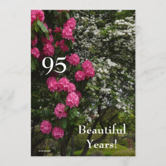 95. Geburtstag Party-Rosa und weißer Blumengarten Einladung