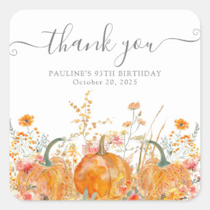 95. Geburtstag Pumpkin Wildblume Custom Vielen Dan Quadratischer Aufkleber